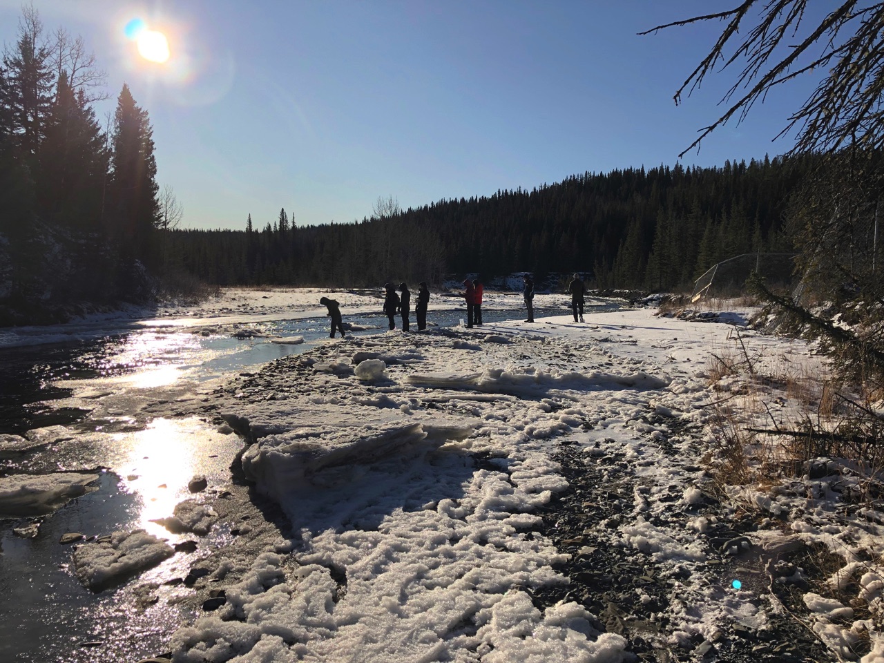Students along the river
